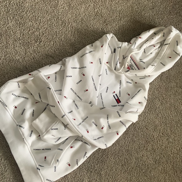 Tommy Hilfiger Men's All Over Print Hoodie-White - Picture 4 of 5